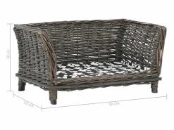 Garden Furniture Louis-Léon Cesta para perros con cojín sauce natural 50x33x30 cm