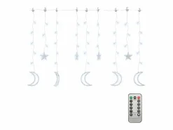 Sale Luces estrella y luna 138 LEDs blanco frío con control remoto Guirnalda Luminosa