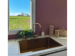 Hot Luisa fregadero 1 cubeta grande 76x45 en acero inoxidable oro cepillado Fregadero