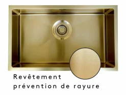 Hot Luisa fregadero 1 cubeta grande 76x45 en acero inoxidable oro cepillado Fregadero