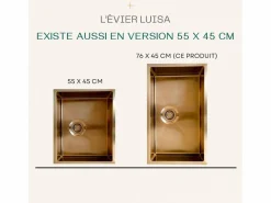 Online Luisa fregadero 1 cubeta 55x45 en acero inoxidable cobre cepillado Fregadero