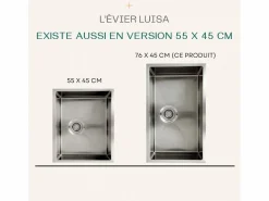 Clearance Essebagno Luisa Fregadero 1 seno 55x45 en acero inoxidable Bronce