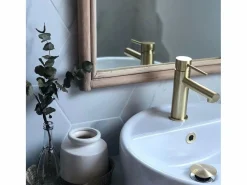 Clearance Luisa mezclador de lavabo bajo oro cepillado Grifo