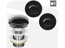 Hot LuxeBath Desagüe universal para lavabo y lavamanos con rebosadero válvula de drenaje Pop Up acero inoxidable brillante 1 1/4 Pulgadas Negro