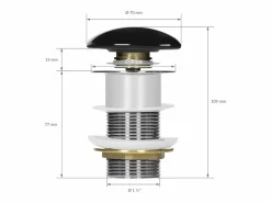 New Desagüe universal para lavabo y lavamanos sin rebosadero válvula de drenaje Pop Up acero inoxidable brillante 1 1/4 Pulgadas Cañería