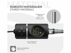 Luxebath Elemento calefactor eléctrico 900W acero inoxidable negro para radiador con termostato y pantalla digital, regulador con modo temporizador Plateado