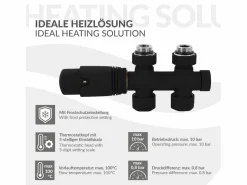 Sale Juego griferia multiblock paso suelo cabezal termostático para radiador baño conexión central, bloques grifos y válvula calefactor Toallero Eléctrico