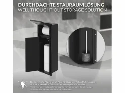 Outlet LuxeBath Módulo de armario empotrado para baño de acero inoxidable mate 60x20cm con tapa y escobilla WC nicho pared alicatable oculto encastrado Negro