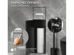 Outlet LuxeBath Módulo de armario empotrado para baño de acero inoxidable mate 60x20cm con tapa y escobilla WC nicho pared alicatable oculto encastrado Negro
