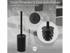 Outlet LuxeBath Módulo de armario empotrado para baño de acero inoxidable mate 60x20cm con tapa y escobilla WC nicho pared alicatable oculto encastrado Negro