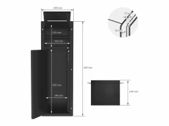 Outlet LuxeBath Módulo de armario empotrado para baño de acero inoxidable mate 60x20cm con tapa y escobilla WC nicho pared alicatable oculto encastrado Negro