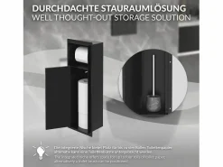Best Módulo de armario empotrado para baño de acero inoxidable mate 60x20x10 cm con escobilla WC nicho de pared alicatable oculto encastrado Estantería Sobre Inodoro