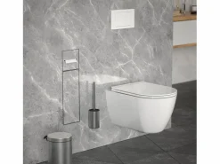 Discount Módulo de armario empotrado para baño de acero inoxidable 60x20cm con tapa y escobilla WC nicho pared alicatable oculto encastrado Estantería Sobre Inodoro