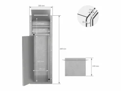 Discount Módulo de armario empotrado para baño de acero inoxidable 60x20cm con tapa y escobilla WC nicho pared alicatable oculto encastrado Estantería Sobre Inodoro