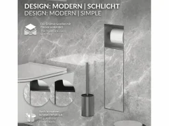LuxeBath Módulo de armario empotrado para baño de acero inoxidable 60x20x10 cm con escobilla WC nicho de pared alicatable oculto encastrado