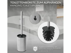 LuxeBath Módulo de armario empotrado para baño de acero inoxidable 60x20x10 cm con escobilla WC nicho de pared alicatable oculto encastrado