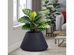 Sale Maceta cónica redonda de resina Stromboli antracita para plantas de interior y exterior, 60 x 35 cm Gris