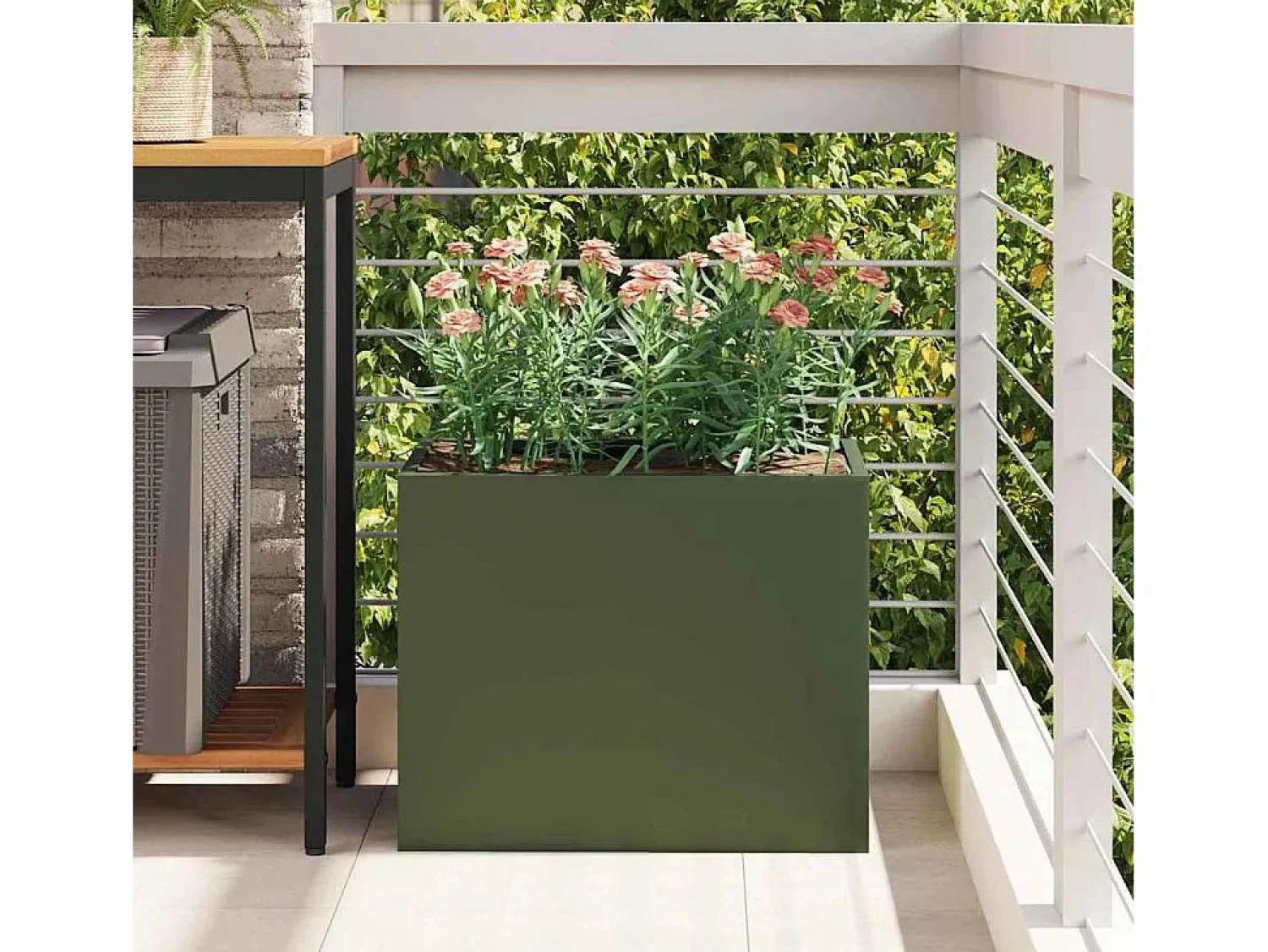 Outlet Maceta para Jardín | Jardinera | Macetero oliva 50 x 32 x 40 cm Verde