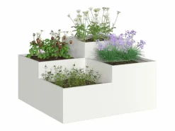 Clearance Maceta para Jardín | Jardinera | Macetero 100 x 100 x 48 cm Acero Blanco