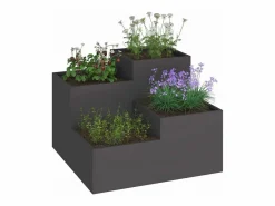 New Maceta para Jardín | Jardinera | Macetero 100 x 100 x 60 cm Acero Negro