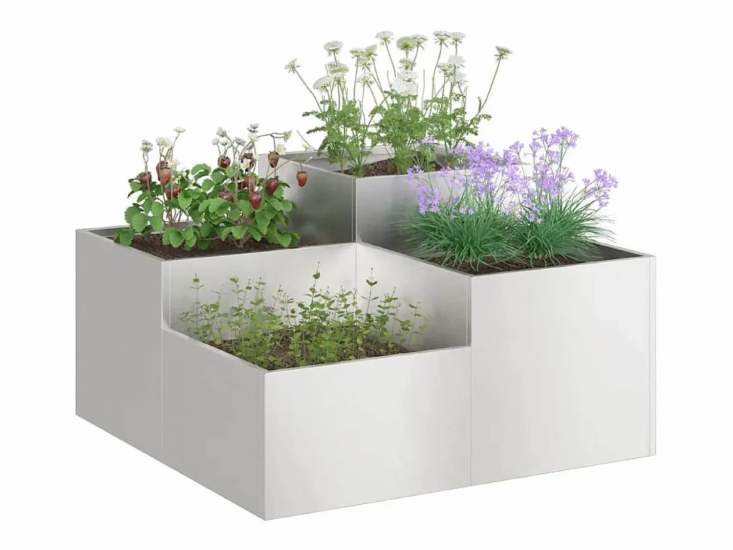 Maceta para Jardín | Jardinera | Macetero 100 x 100 x 48 cm Acero inoxidable