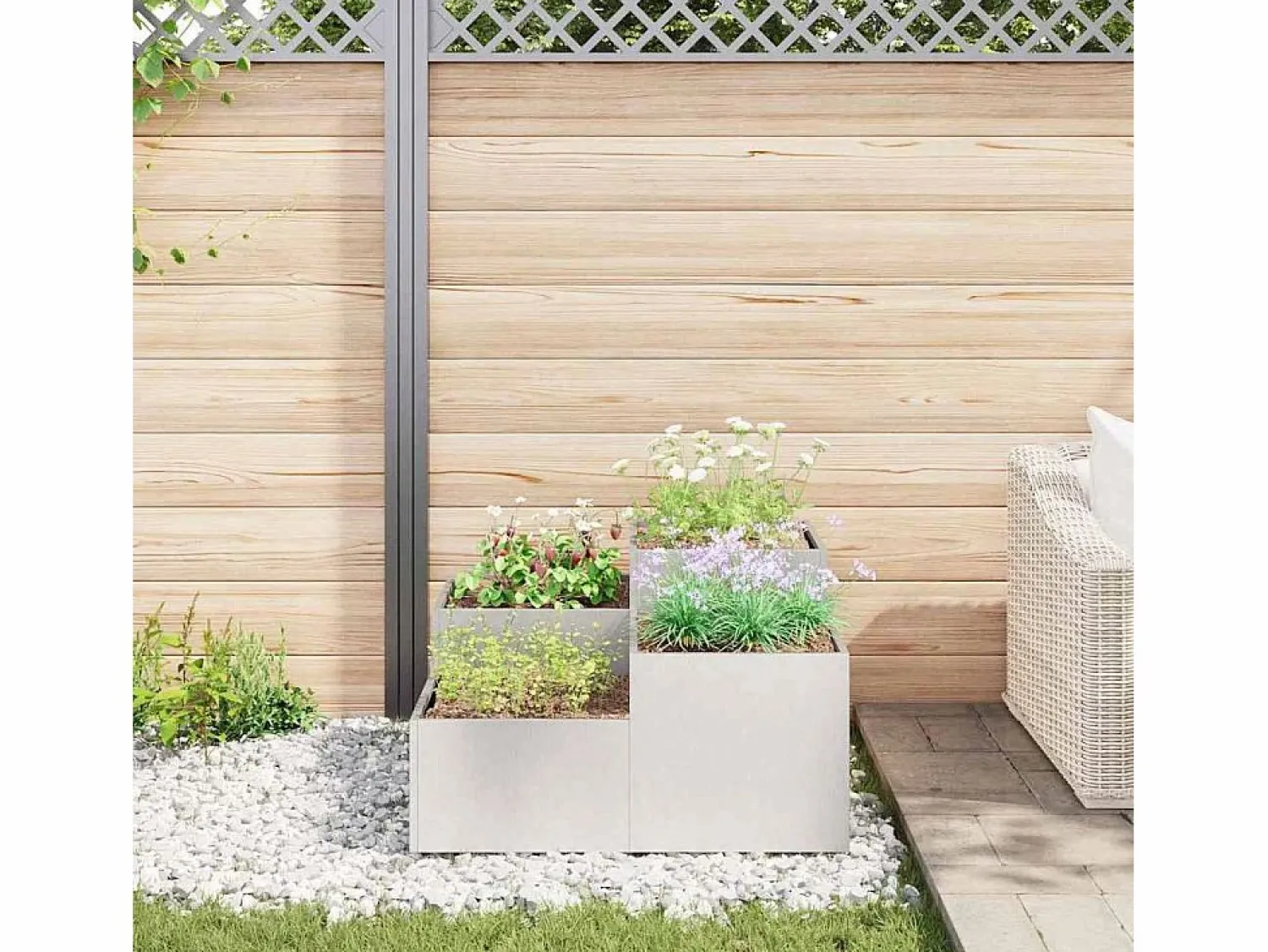 Maceta para Jardín | Jardinera | Macetero 100 x 100 x 48 cm Acero inoxidable