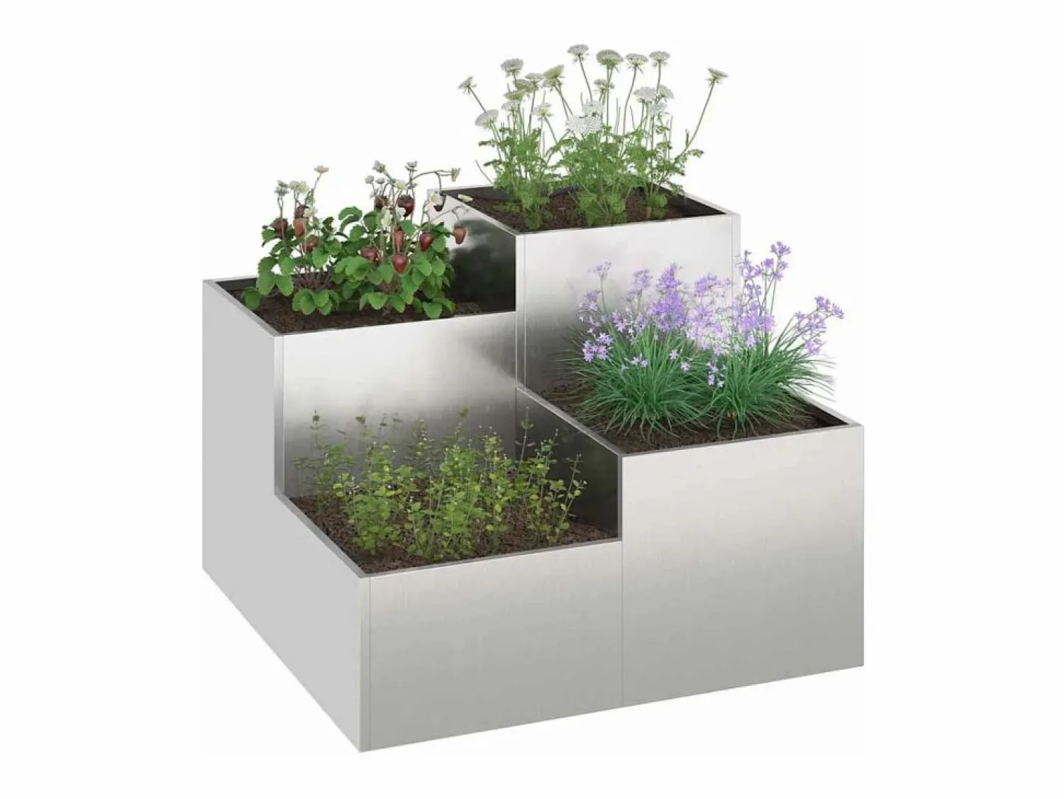 Maceta para Jardín | Jardinera | Macetero 80 x 80 x 60 cm Acero inoxidable