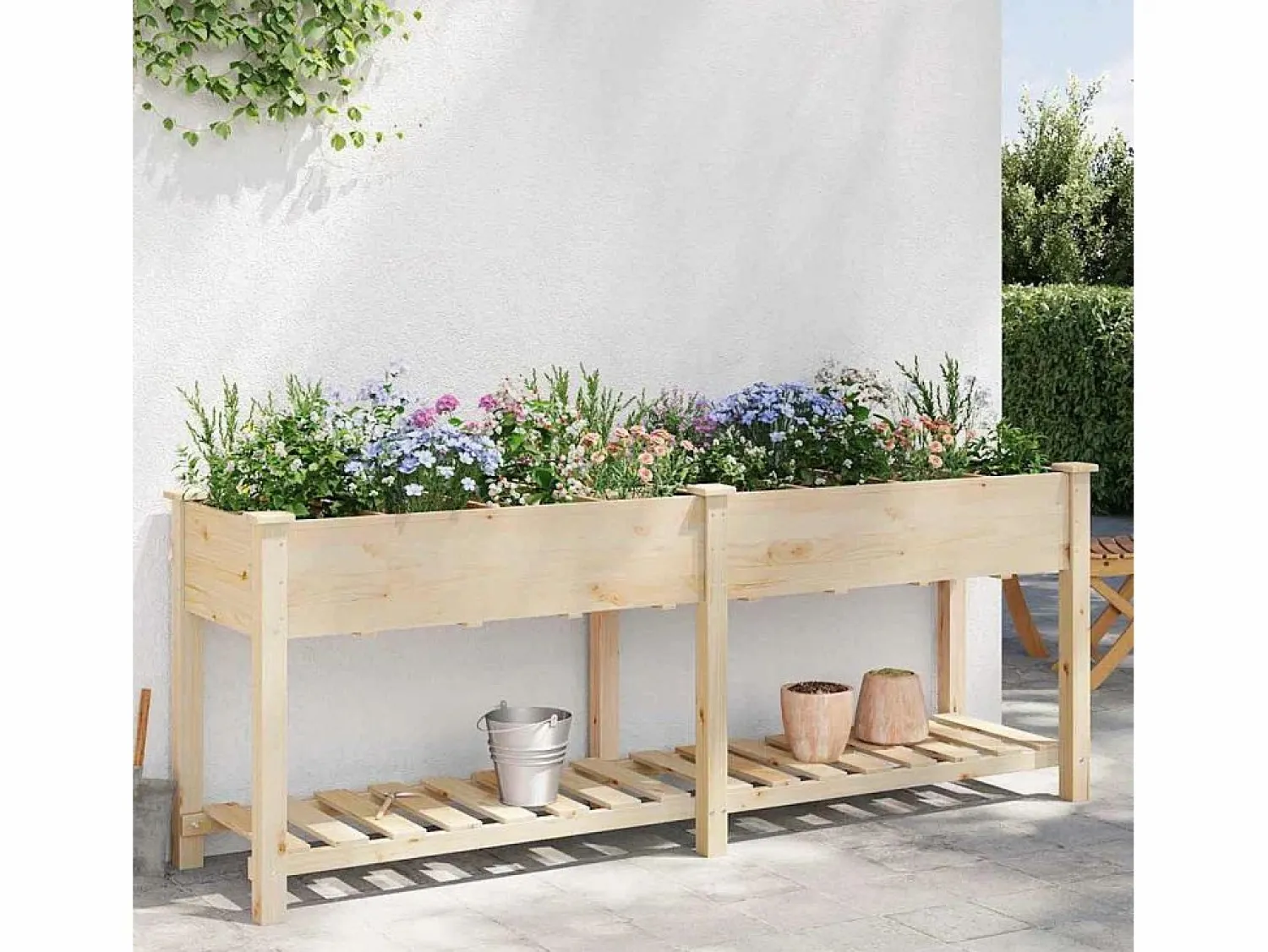 Maceta para Jardín | Jardinera | Macetero con estante 203.5 x 53 x 76.5 cm