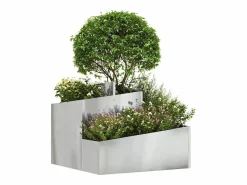 Outlet Maceta para Jardín | Jardinera | Macetero 60 x 60 x 50 cm Acero galvanizado Plateado