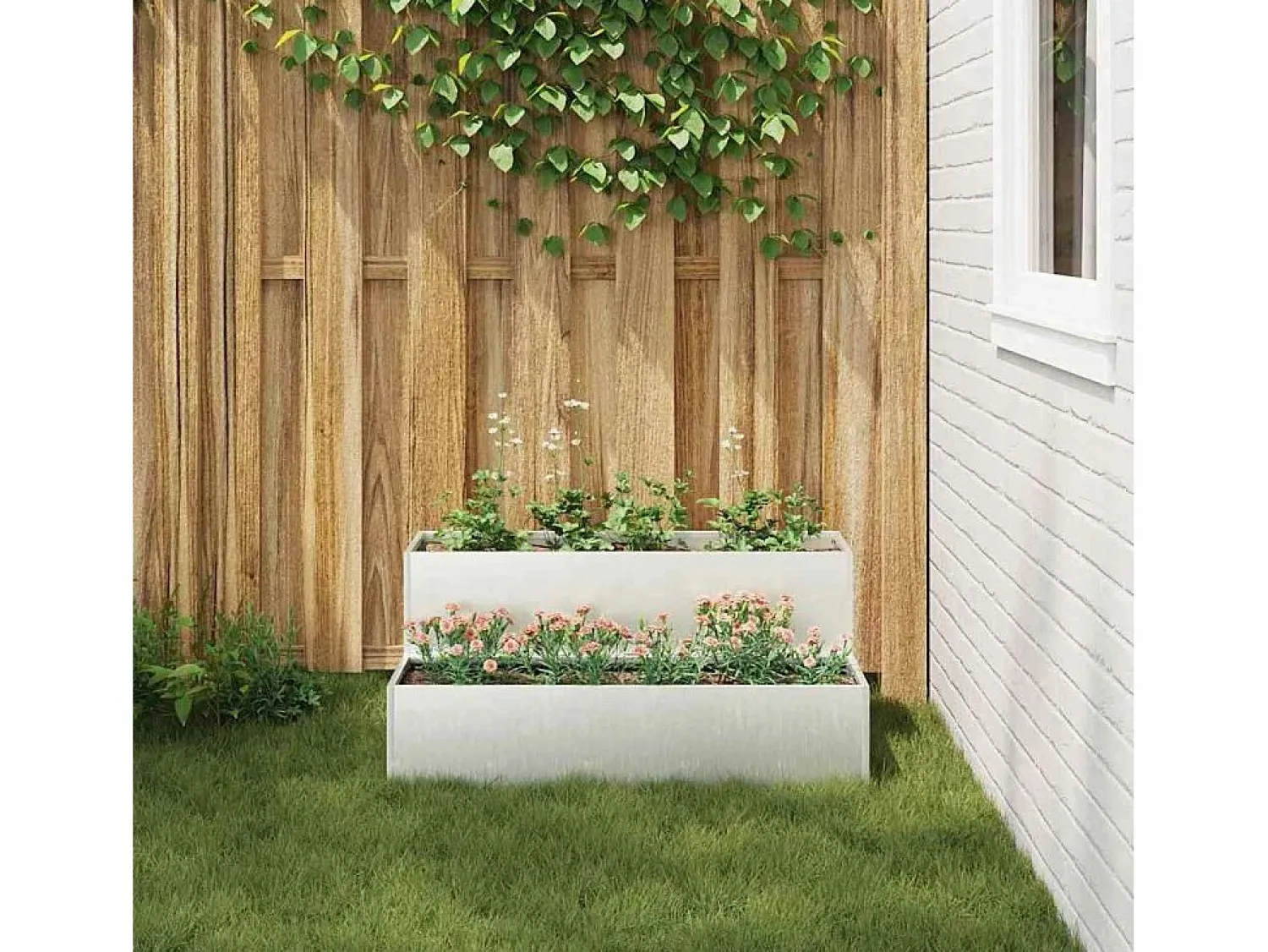 Clearance Maceta para Jardín | Jardinera | Macetero 100 x 60 x 45 cm Acero inoxidable Macetero
