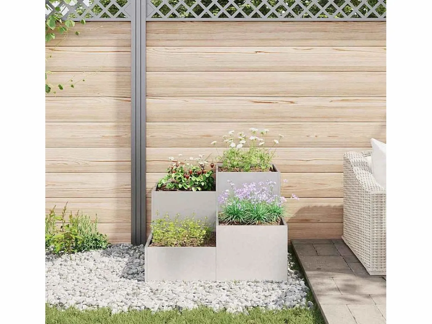 Outlet Maceta para Jardín | Jardinera | Macetero 100 x 100 x 60 cm Acero inoxidable Plateado