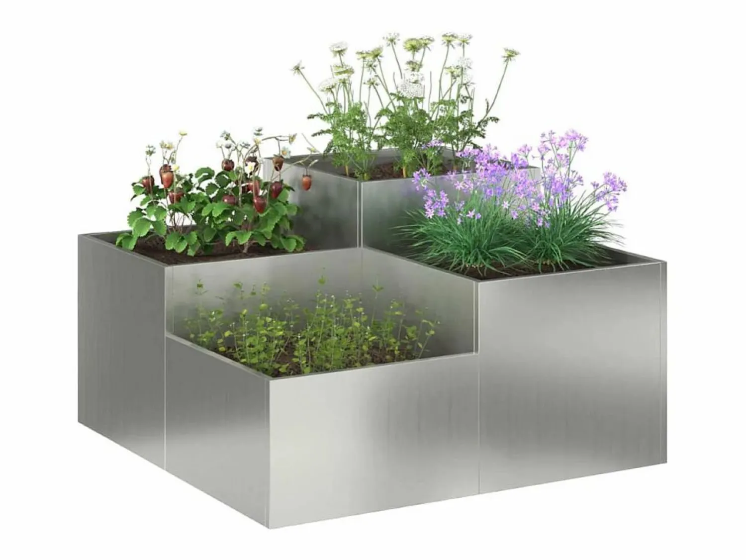 Maceta para Jardín | Jardinera | Macetero 80 x 80 x 48 cm Acero galvanizado