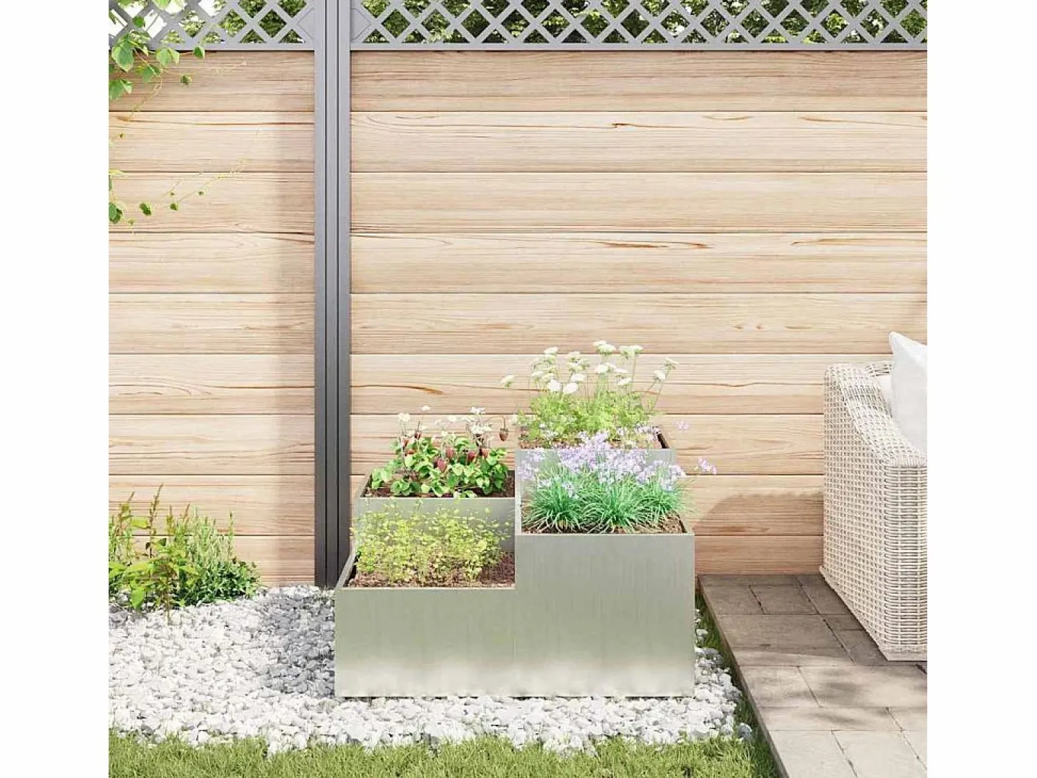 Maceta para Jardín | Jardinera | Macetero 80 x 80 x 48 cm Acero galvanizado