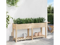 New Maceta para Jardín | Jardinera | Macetero con estante 161 x 43 x 76.5 cm Beige