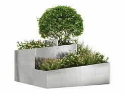 Sale Maceta para Jardín | Jardinera | Macetero 80 x 80 x 50 cm Acero inoxidable Plateado