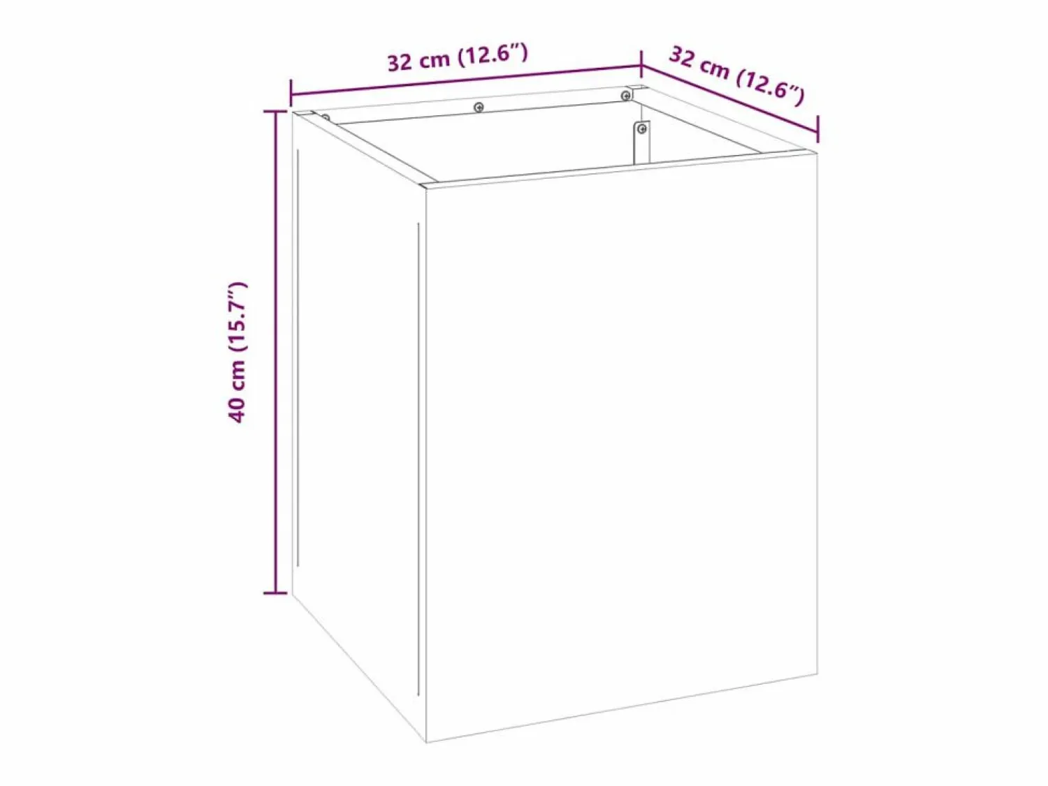 Maceta para Jardín | Jardinera | Macetero 32 x 32 x 40 cm Acero laminado en frío
