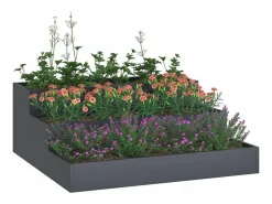 New Maceta para Jardín | Jardinera | Macetero Antracita 90 x 90 x 35 cm Acero Macetero