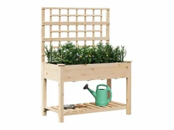 Maceta para Jardín | Jardinera | Macetero con estante 115 x 60.5 x 153 cm Beige