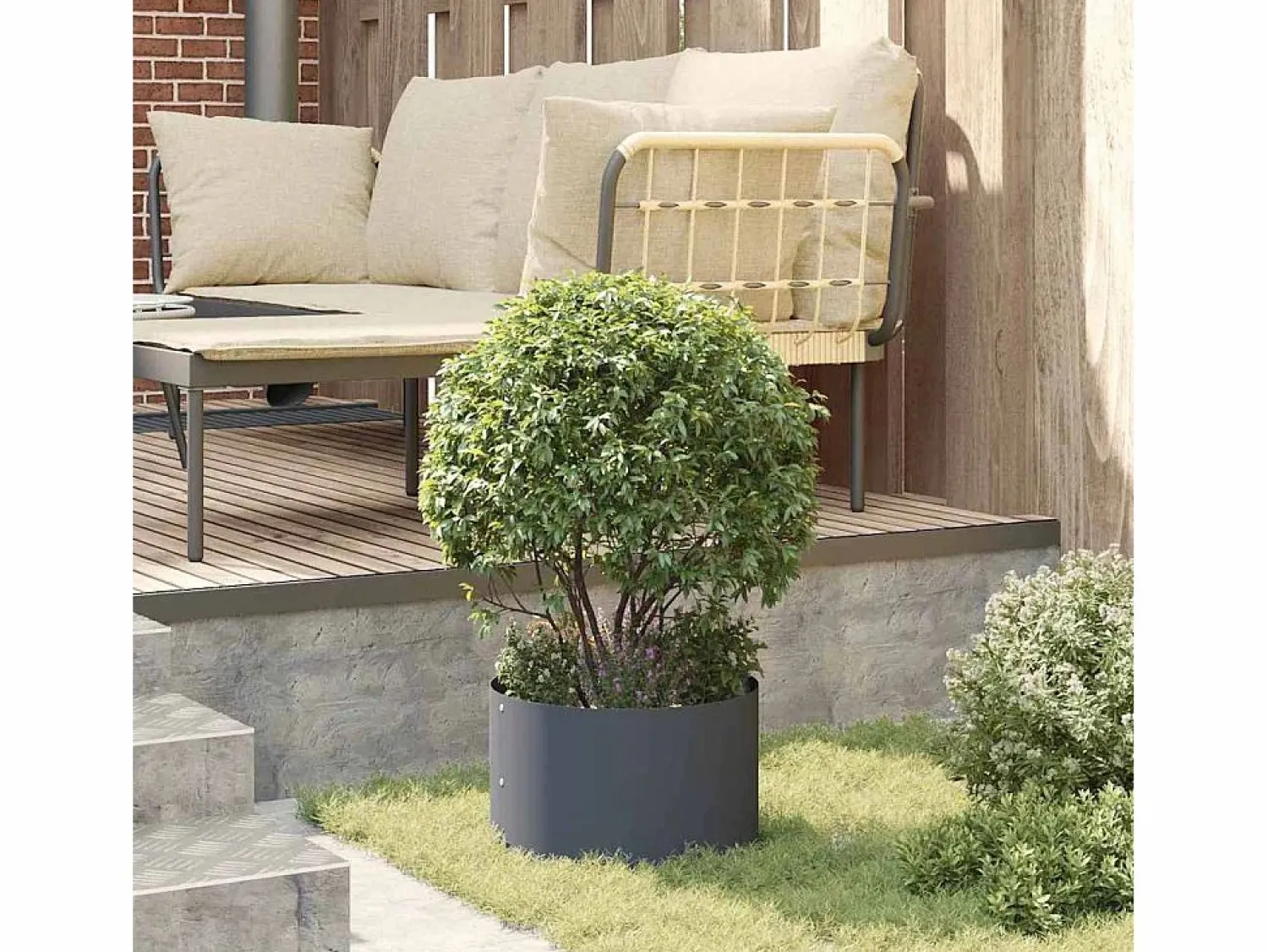Clearance Maceta para Jardín | Jardinera | Macetero Antracita 30 x 30 x 20 cm Acero Gris