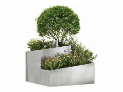 Clearance Maceta para Jardín | Jardinera | Macetero 60 x 60 x 50 cm Acero inoxidable Plateado
