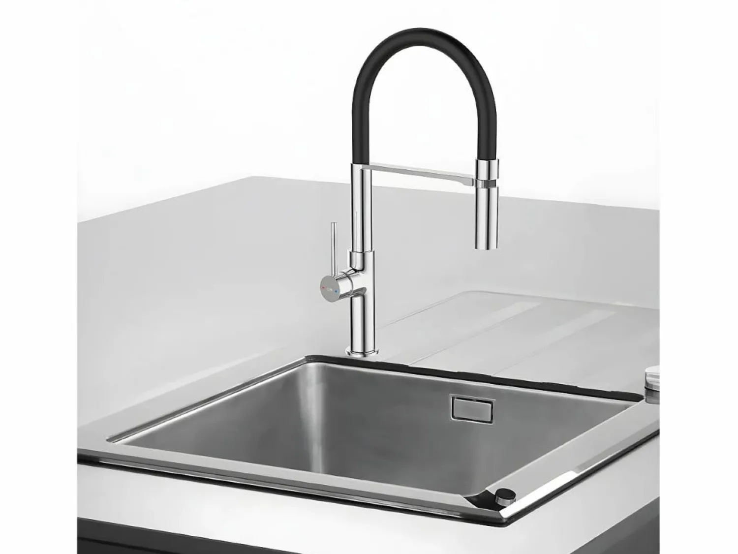 Hot Essebagno Magneto Mezclador monomando de fregadero con teleducha cromo Plateado