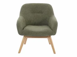 Best MALMO-Sillón de madera natural y tela Trendy Sauge Sillón Escandinavo