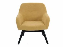 Moloo MALMO-Sillón de madera negra y tela Trendy Safran