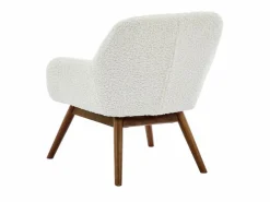 Moloo MALMO-Sillón de madera patinada nogal y tejido rizado Ecru