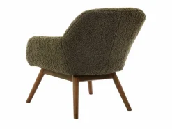 MALMO-Sillón de madera patinada nogal y tejido de rizo Army Sillón Escandinavo