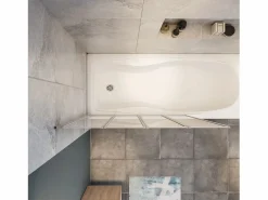 Aica Mampara de bañera 4 hojas plegables vidrio templado 4mm perfil gris mate (990-1000)x1400mm