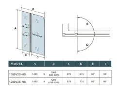 Aica Mampara de bañera abatible-cristal templado 6 mm con 2 repisas y un toallero-(1195-1200)x1400mm