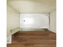 Discount Aica Mampara de bañera abatible giratoria bisagra 2 hojas cristal templado 5 mm 1200x1400mm Transparente