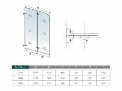Discount Aica Mampara de bañera abatible giratoria bisagra 2 hojas cristal templado 5 mm 1200x1400mm Transparente