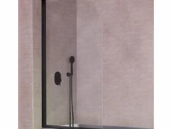 New KASSANDRA Mampara de bañera abatible RITA con perfil mate Negro